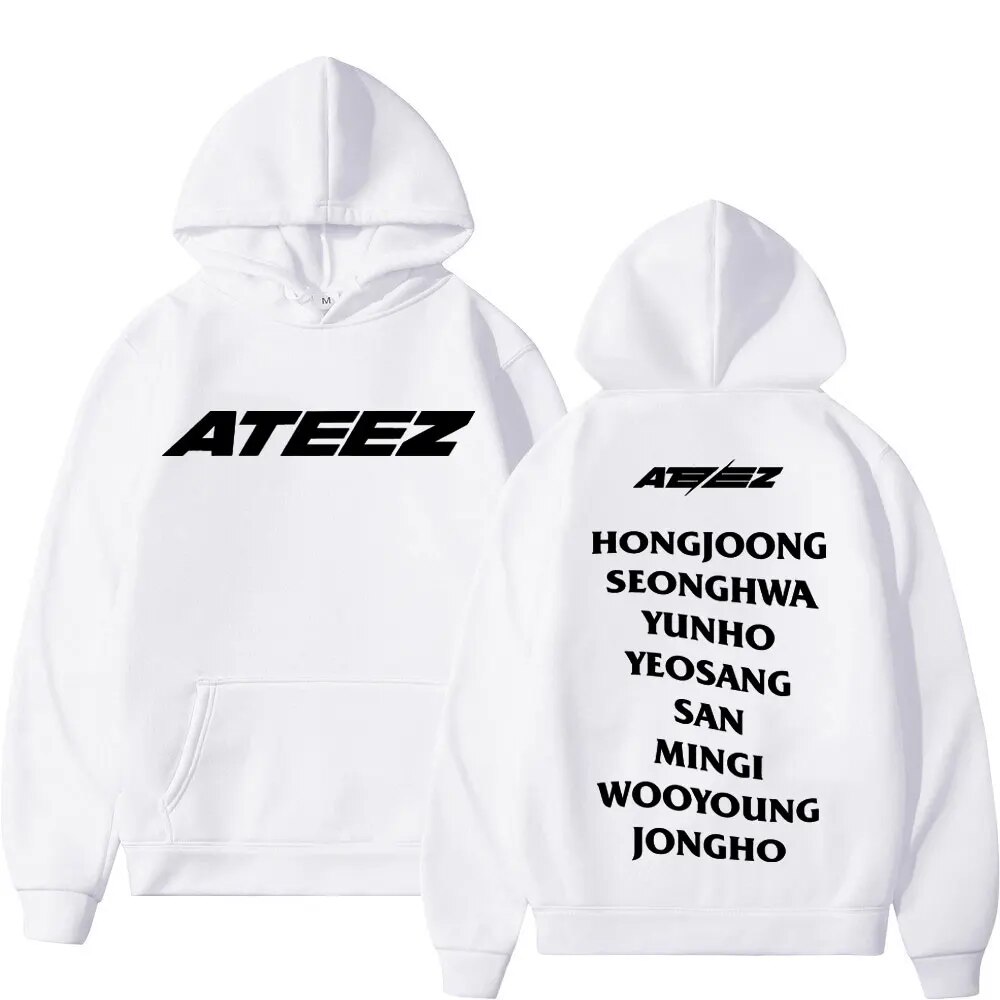 Hoodie Boy Band Ateez Music Album Print Men Women Hip Hop Trend Vintage
