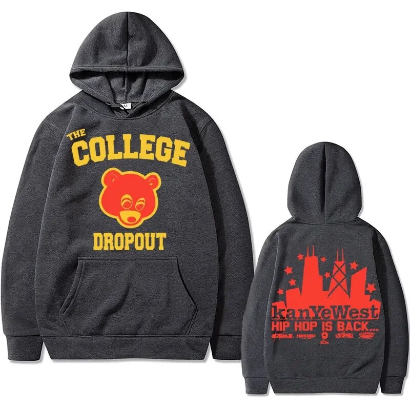 Hoodie Tuledai Rapper Kanye West College Dropout Music Album Black