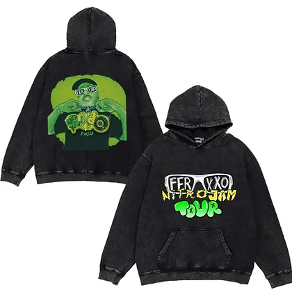 Hoodie Feid Vintage Washed Men Feid Ferxxo Print Rapper Loose Casual Y2K Tops