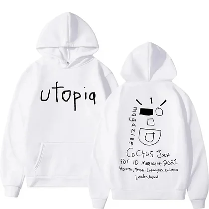 Hoodie Rapper Cactus Jack Utopia Album Print Cotton
