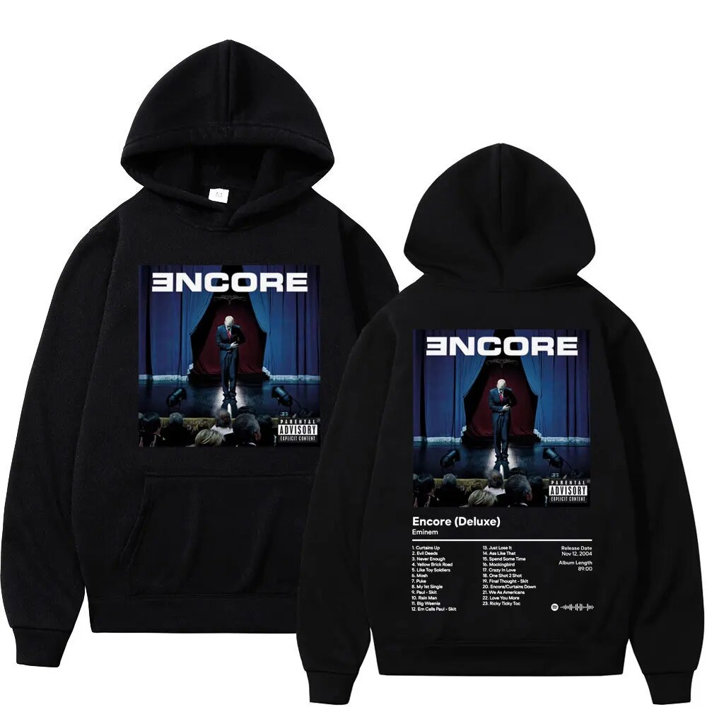 Wlkwo Rapper Eminem Album Encore Double Sided Graphic Hoodie