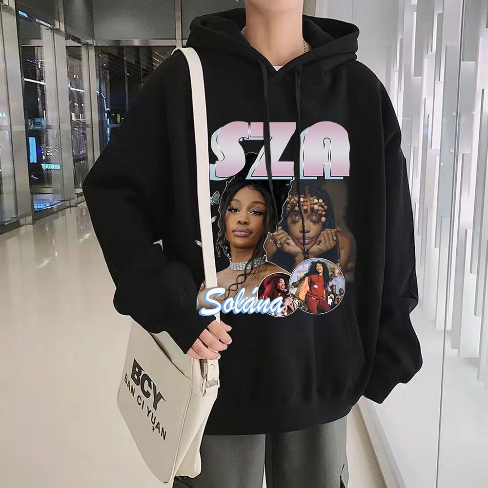 Isuijie 90S Rapper Sza Good Days Graphic Print Black Men Punk Hoodie