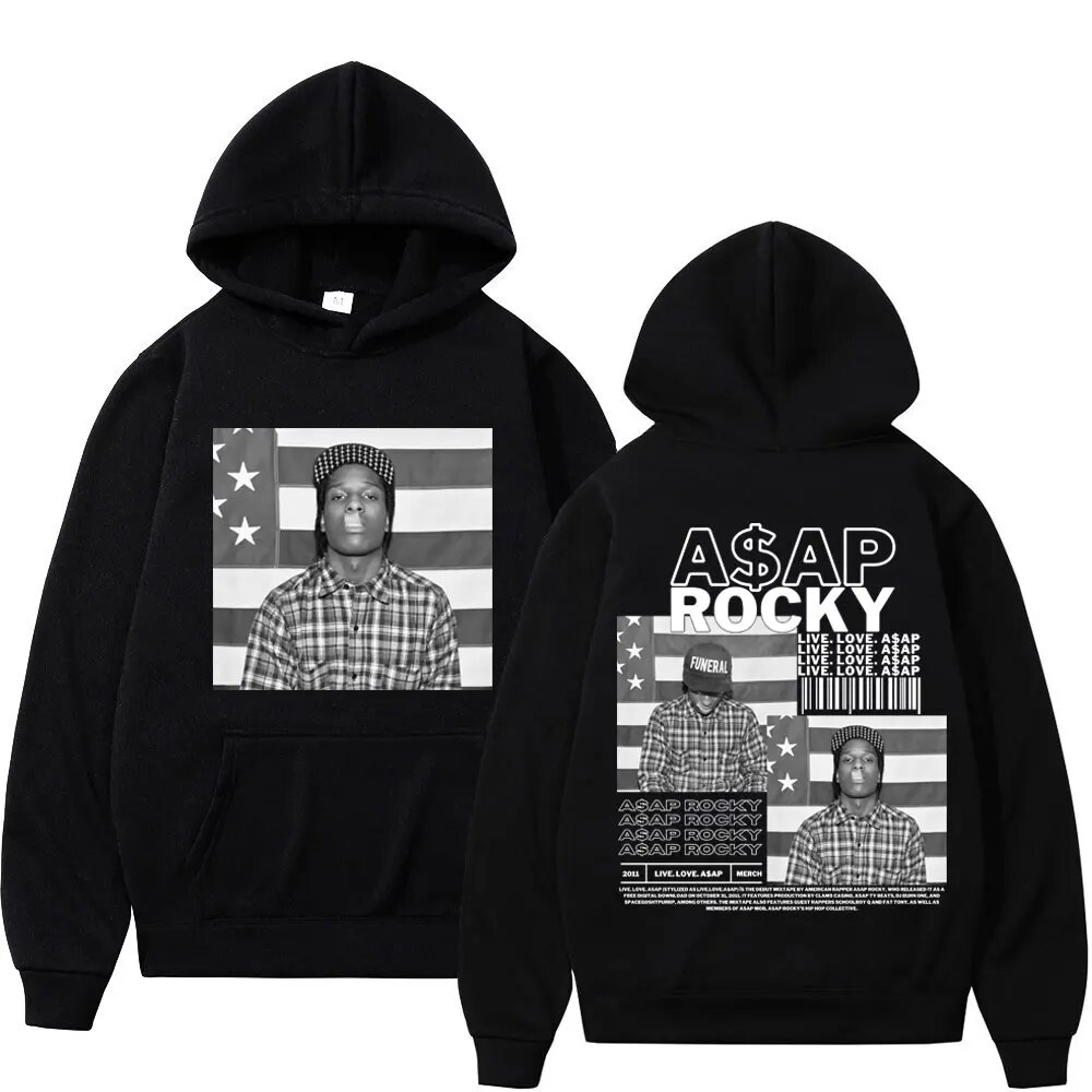 Hot Rapper Asap Rocky Double Sided Printed Hoodie