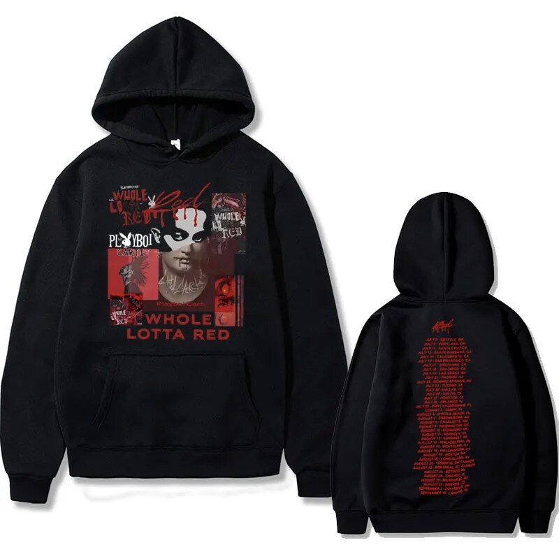 Rapper Playboi Carti Whole Lotta Red Graphic Print Hoodie Mens Hip Hop Men HoodieMale