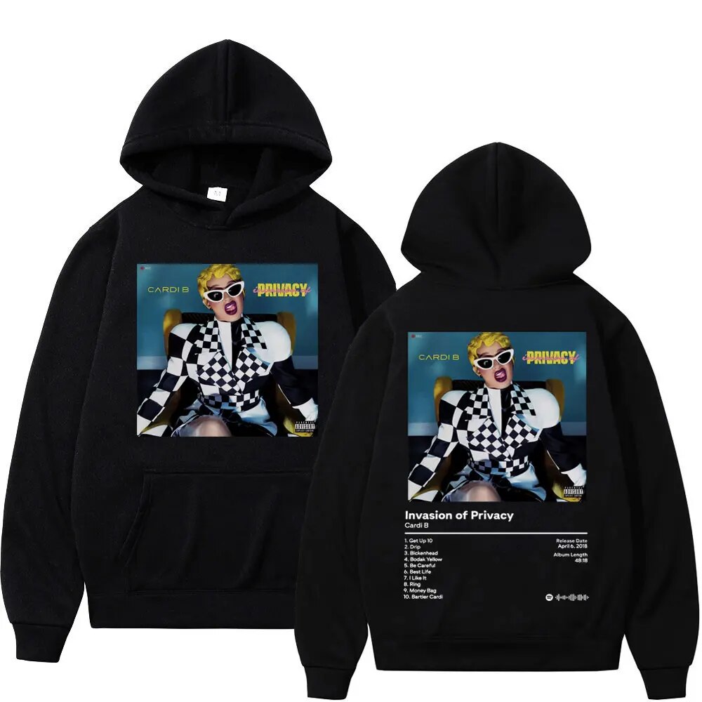 Rapper Cardi B Album Double Sided Graphic Hoodie