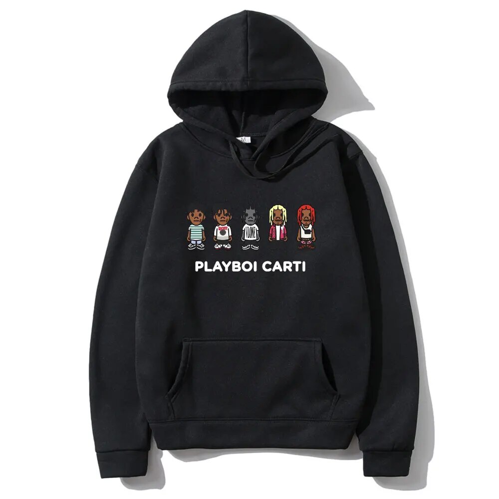 Rapper Playboi Carti Die Lit Hip Hop Vintage Cartoon Style Hoodie