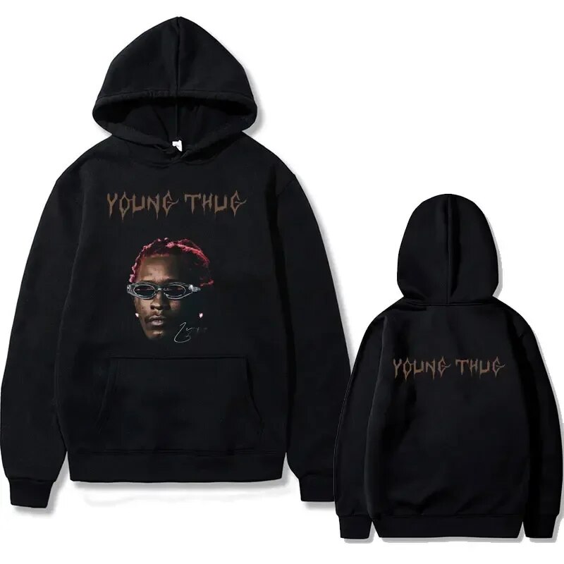 Rapper Young Thug Double Sided Print Hoodie Male Loose Men Women Hip Hop Vintage