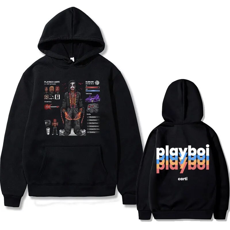 Rapper Playboi Carti Game Cartoon Style Graphic Hoodie