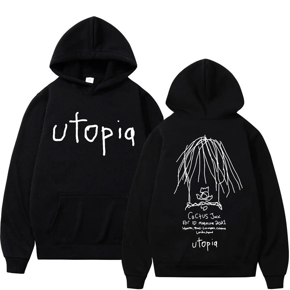 Rapper Cactus Jack Utopia Graphic Hoodie Men Women Trend Autumn Hip Hop Vintage Hoodie