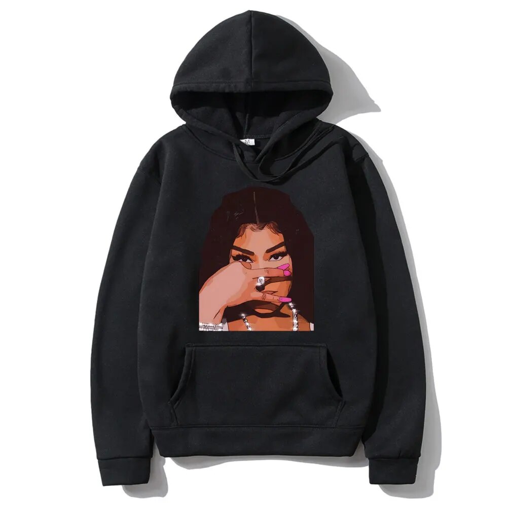 Rapper Nicki Minaj Face Graphic Print Hoodie Men Women Hip Hop Unisex Cotton Y2K