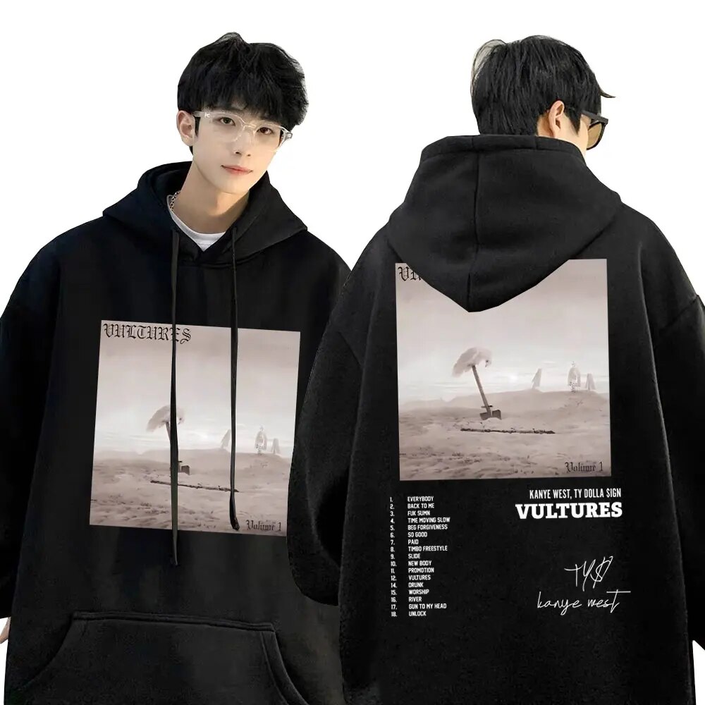 Rapper Kanye West Vultures Album Cover Graphic Hoodie