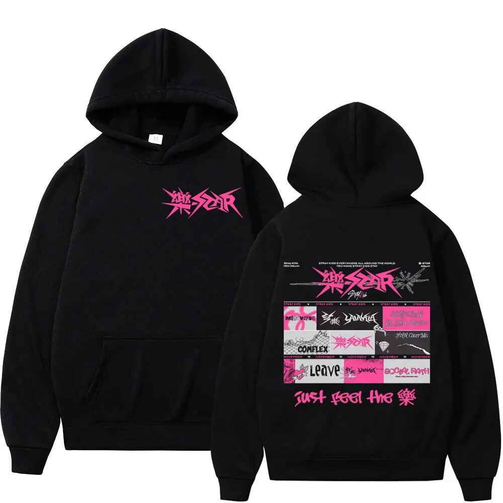 Getluckyquest Kpop Bands Stray Kids Rock This World Graphic Hoodie