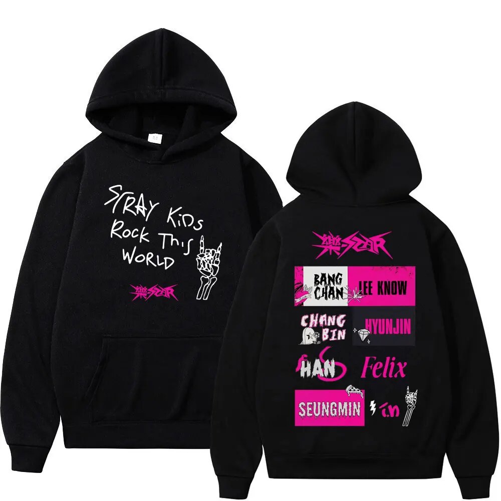 Boy Band Stray Kids Rock This World Print Hoodie