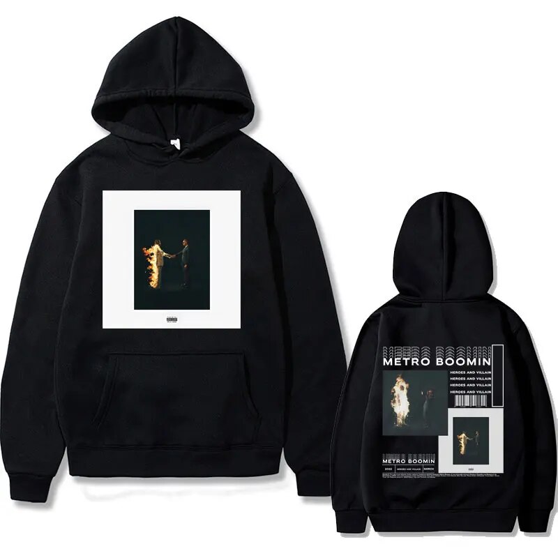 Flowingwaterpress Rapper Metro Boomin Heroes & Villains Music Album Graphics Hoodie
