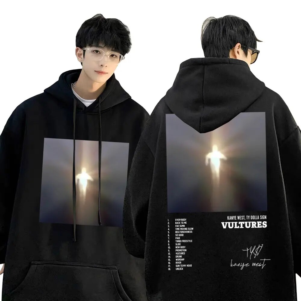 Rapper Kanye West Vultures Album Cover Print Hoodie