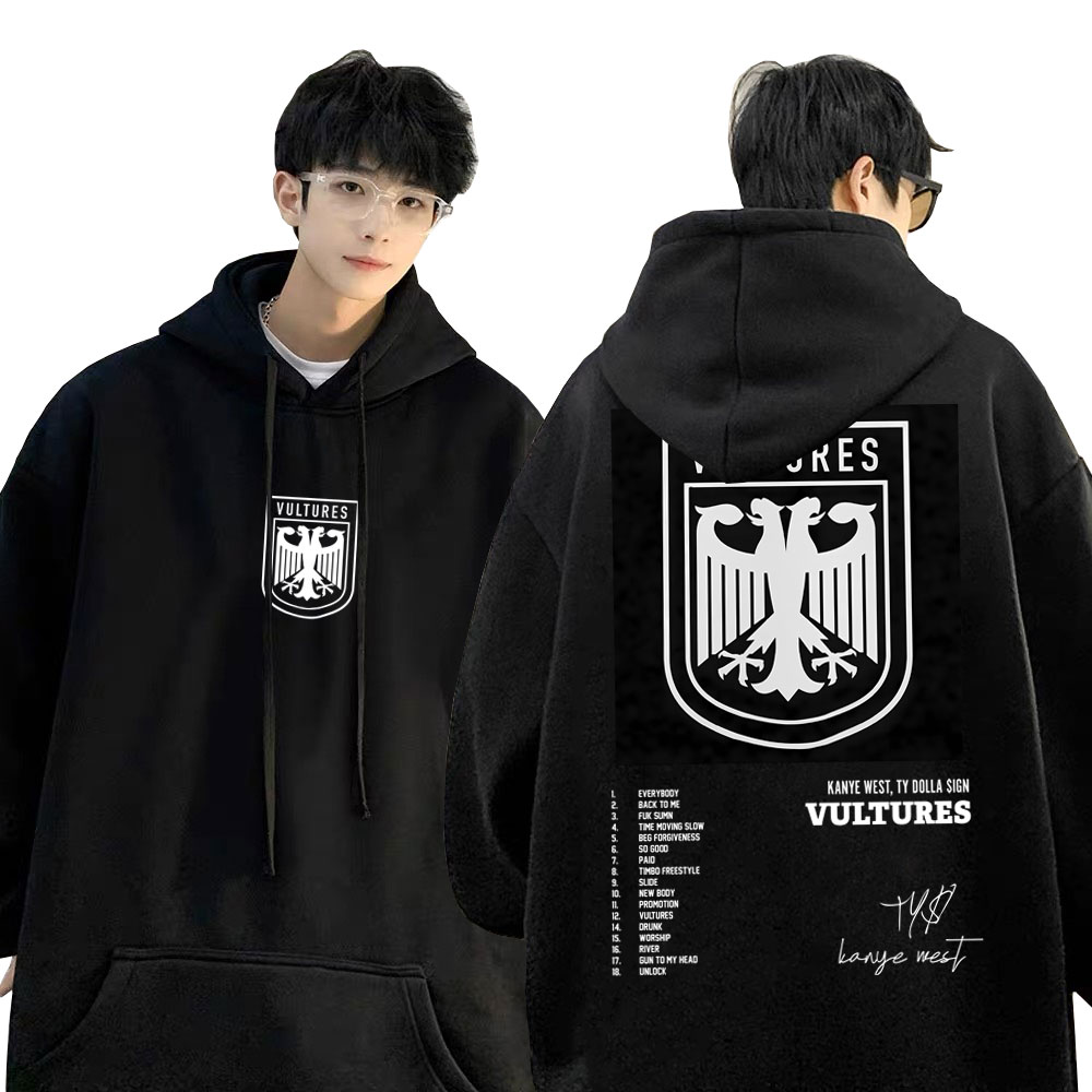 Rapper Kanye West Vultures Album Cover Print Hoodie