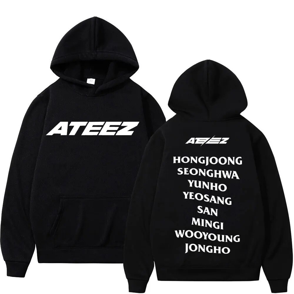 Boy Band Ateez Music Album Print HoodieMen Women Hip Hop Hoodie Trend Vintage Hoodie