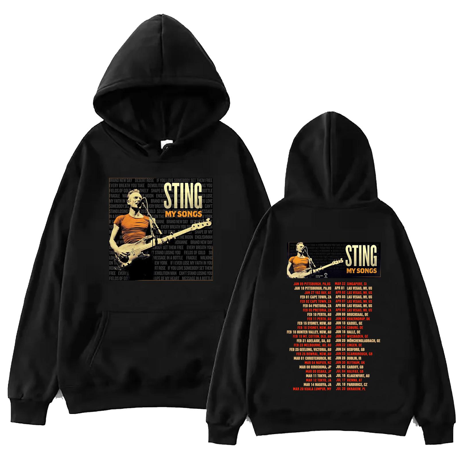 Sting My Songs Hoodie Harajuku Hip Hop Tops Popular Music Fans Gift