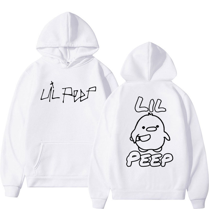 Zrbang Rapper Lil Peep Funny Cute Duck Print Hoodie Men Women Hip Hop Casual Sportwear