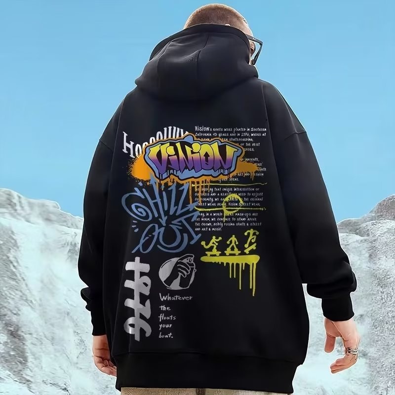 Sheruniverse Vintage Graffiti Print Funny Hoody Clothing Men Hoodie