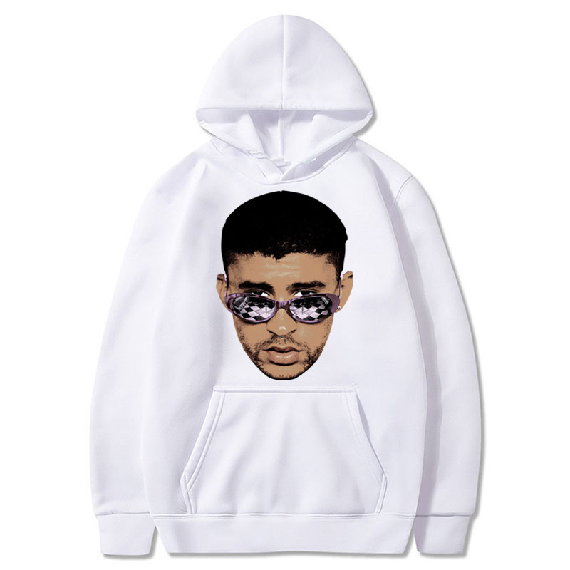 Isuijie Rapper Bad Bunny Face Print Hoodie