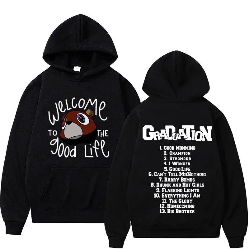 Rapper Kanye West Song Good Life Print Hoodie