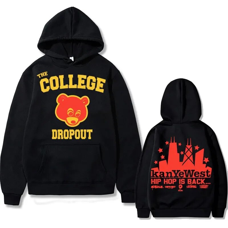 Rapper Kanye West College Dropout Music Album Black Hoodie