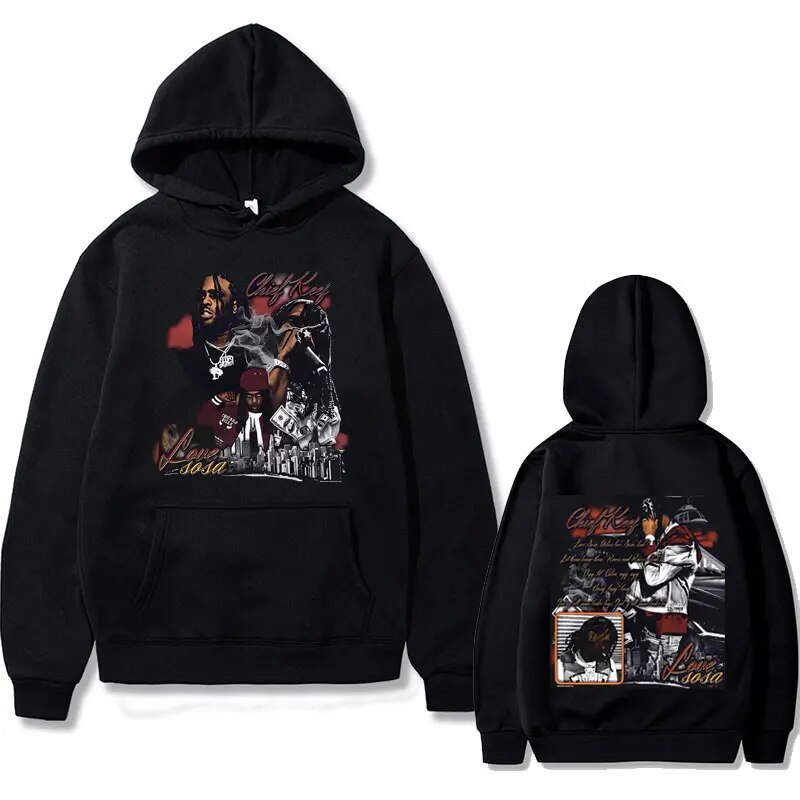 Rapper Chief Keef Double Sided Print Hoodie Mens Cool Men Hip Hop Male Vintage Hoodies