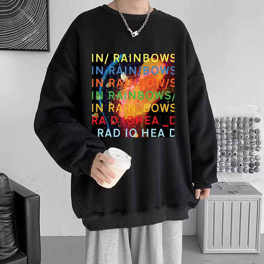 Getluckyquest Rock Band Radiohead Sweatshirt In Rainbows Print Retro Punk Gothic Clothes Men'S Hip Hop Streetwear Pullover