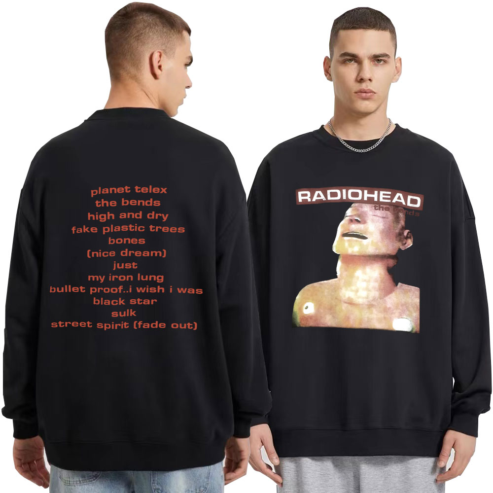 S Sweatshirts Men Streetwear Vintage Rock Band Radiohead Hip Hop The Bends Music Album Oversized Harajuku Pullover