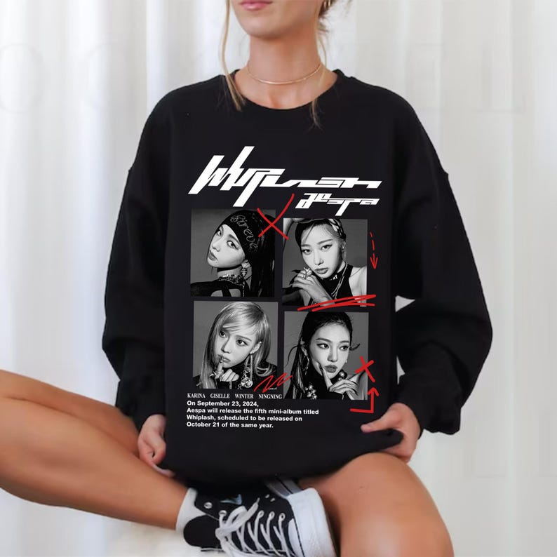 Retro Aespa Whiplash Album Graphic Sweatshirt Aespa Armageddon Album Shirt