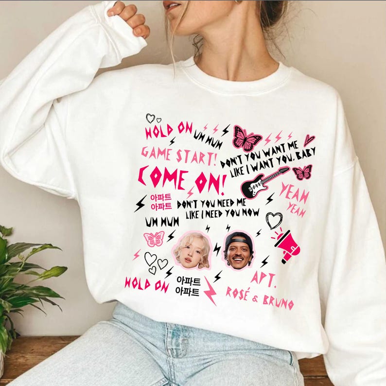 Vintage Rose Bruno Mars Apt Graphic Sweatshirt Rose Rosie Album Merch