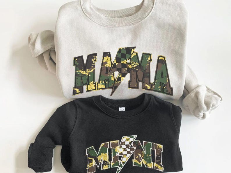 Mama Camo Lightning Bolt Sweatshirt Retro Custom Mama Shirt