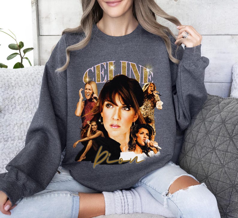 Retro Celine Dion Sweatshirt, Bootleg Style Celine Dion Shirt, Y2K Shirt, 90'S Music T-Shirt, Celine Dion Tour Merch