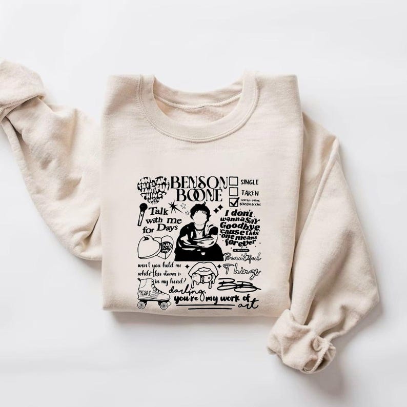 Benson Boone Vintage Hip Hop Sweatshirt Fireworks And Rollerblades, Boone Concert Tee, Music Graphic T-Shirt