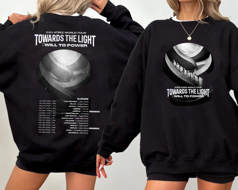 Ateez Towards The Light: Will To Power World Tour T-Shirt Ateez Silver Foil Shirt