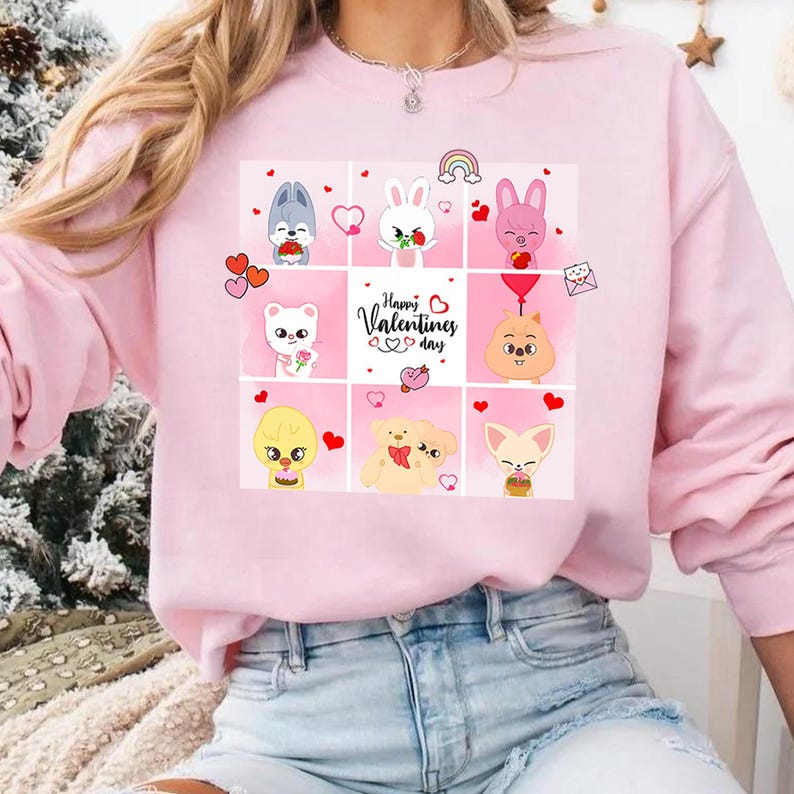Valentine Stray Kids Member Group Sweatshirt Skzoo Characters Tee