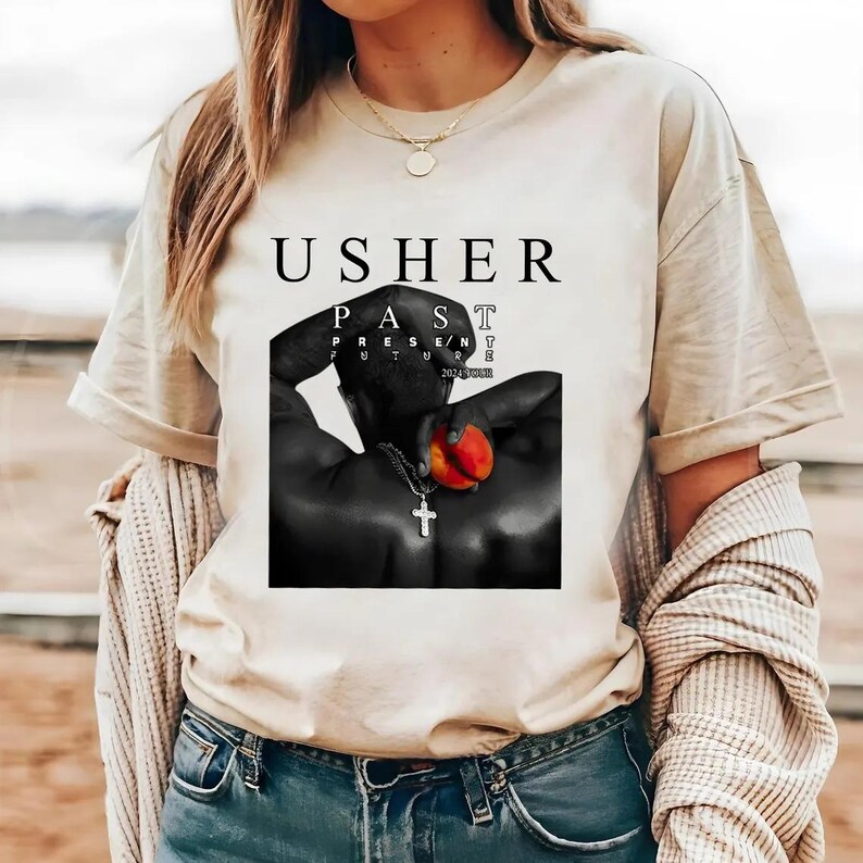 Usher Past Present Future 2025 Tour Shirt Merch For Women Men O-Neck Shirt For Fan