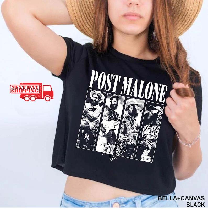 Vintage Post Malone Crop Shirt Malone Rap Music Flowy Crop F1 Trillion Tour