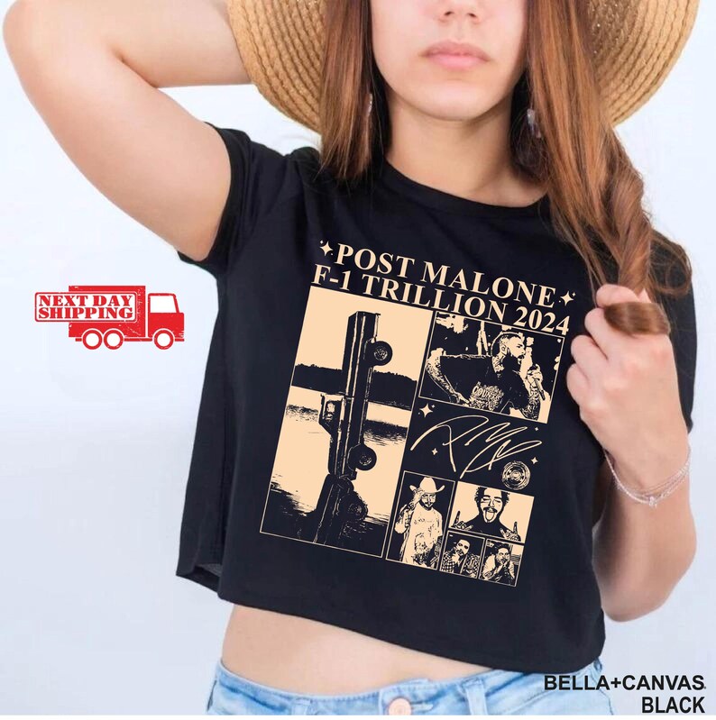 Vintage Post Malone Crop Shirt Malone Rap Music Flowy Crop F1 Trillion Tour