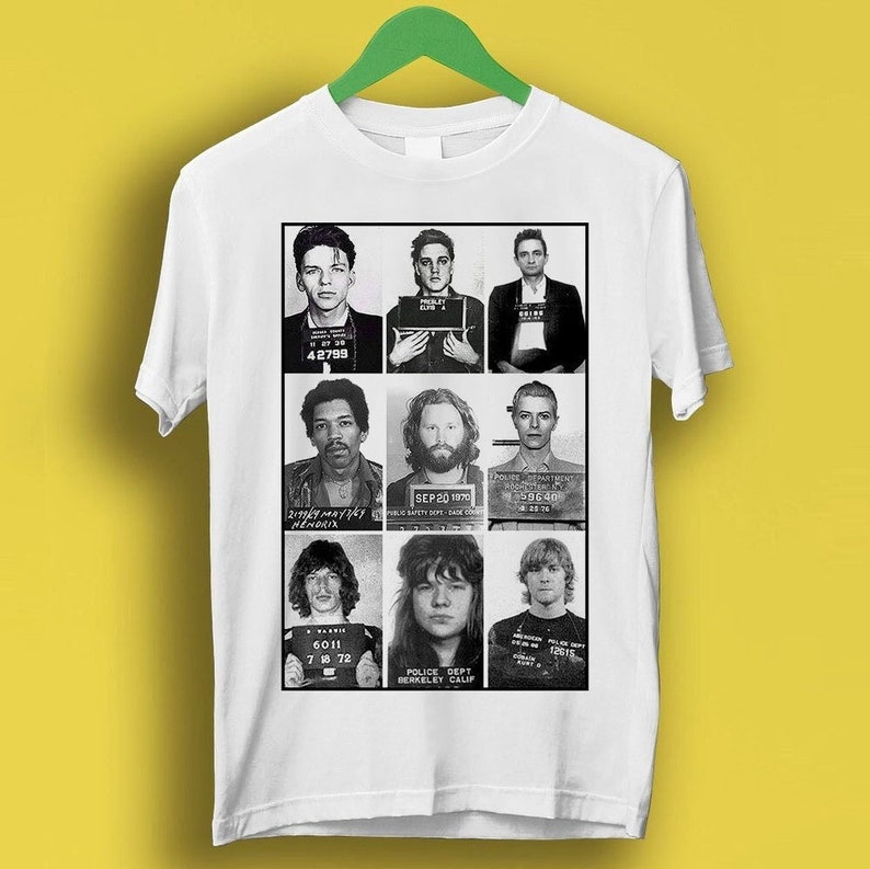Celebrities Mugshot Rock Stars Music Gift Funny Shirt Style Gamer Cult Movie Music Shirt P1447