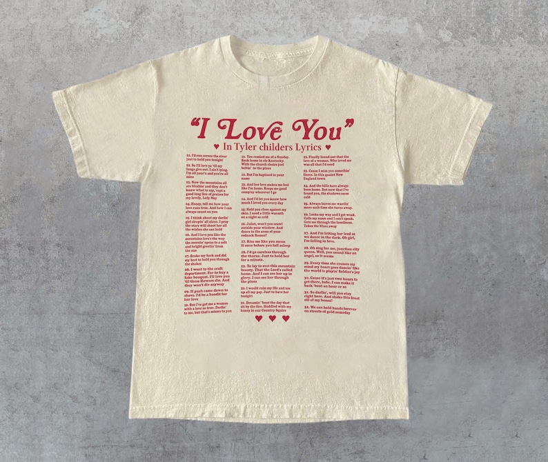 I Love You In Tyler Childers Lyrics Shirt Tyler Childers Shirt Love You Shirt
