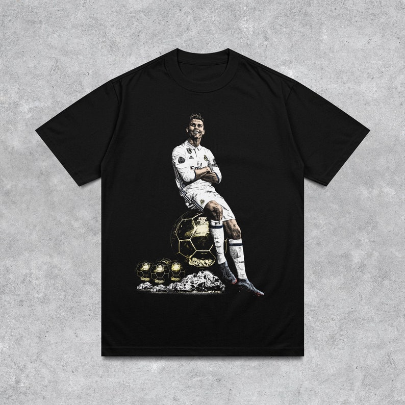 Cristiano Ronaldo Ballon D'Or Graphic Shirt, Iconic Retro Football Shirt, Football Gift Idea