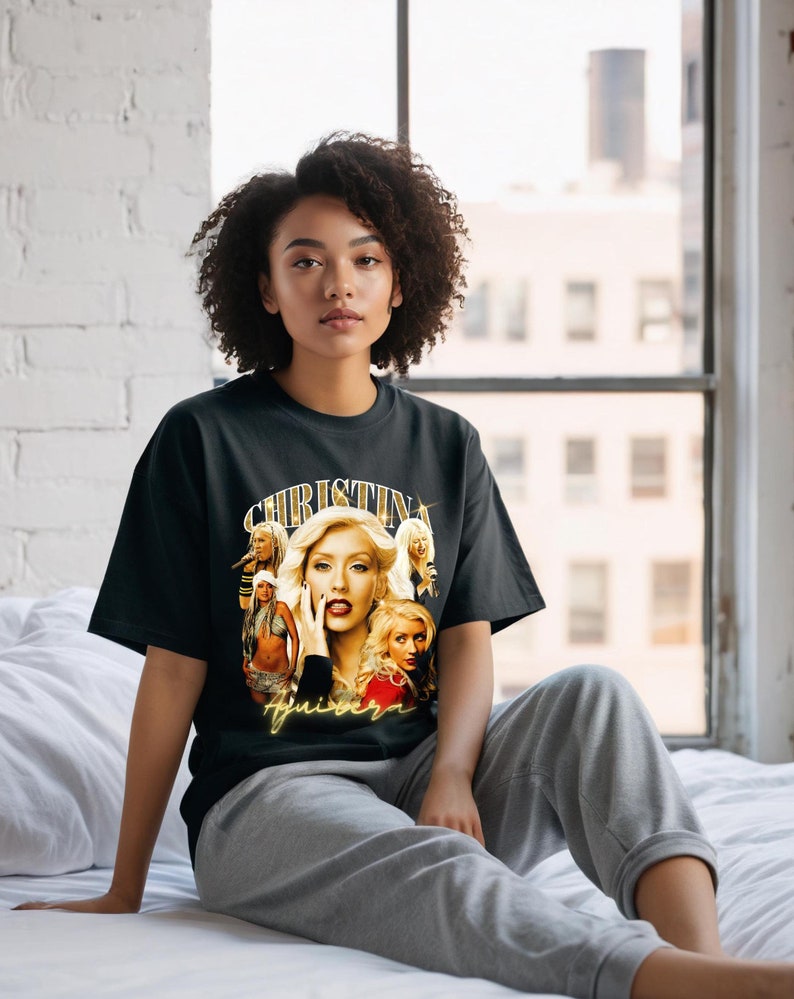 Retro Christina Aguilera Shirt Christina Aguilera Bootleg Rap Shirt Y2K Pop Star Shirt