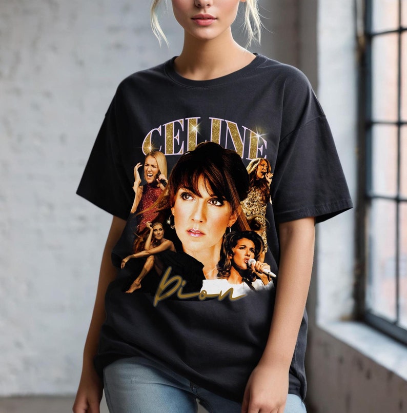 Retro Celine Dion Shirt Celine Dion Bootleg Style Rap Shirt Y2K Pop Star Shirt