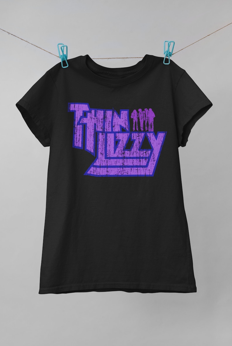 Thin Lizzy Distressed Design Band Shirt, Thin Lizzy Vintage Print Shirt