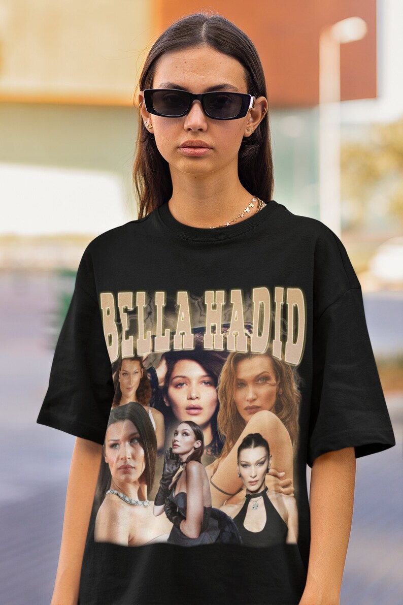 Bella Hadid Retro Shirt Bella Hadid Vintage Print Shirt Bella Hadid Clothing