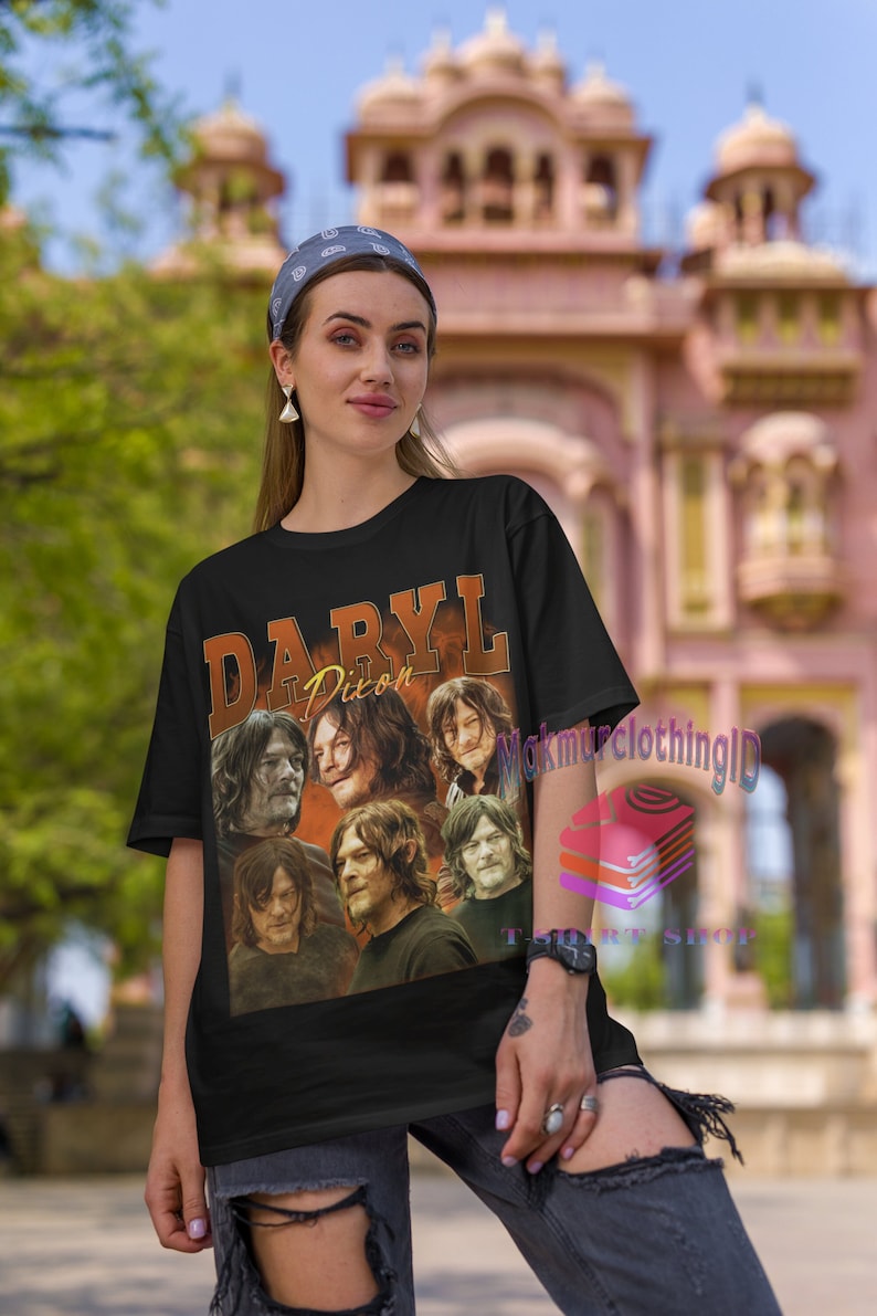 Daryl Dixon Retro Shirt Daryl Dixon Vintage Print 90'S Shirt Daryl Dixon Clothing