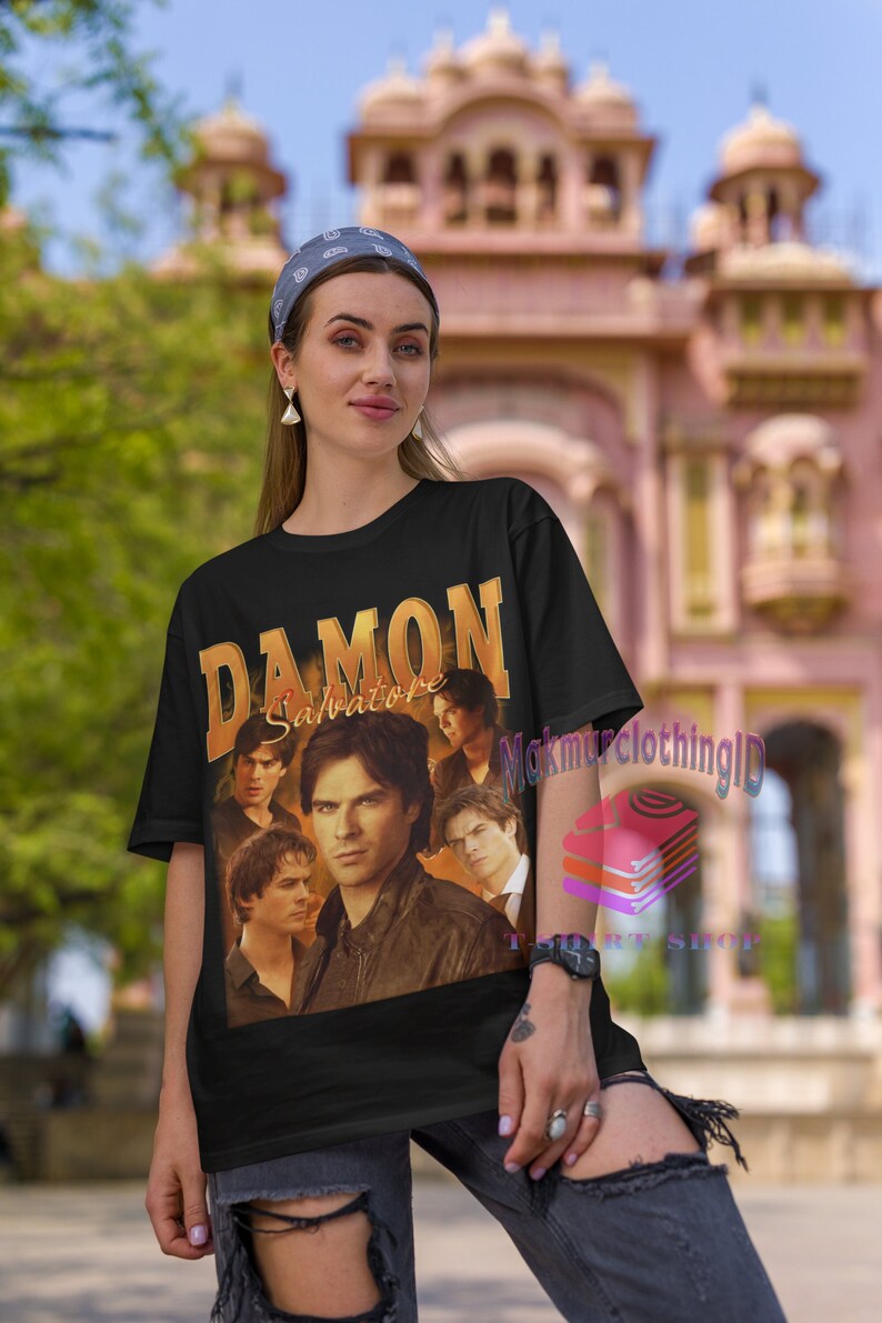 Damon Salvatore Retro Shirt Damon Salvatore Vintage Print 90'S Shirt