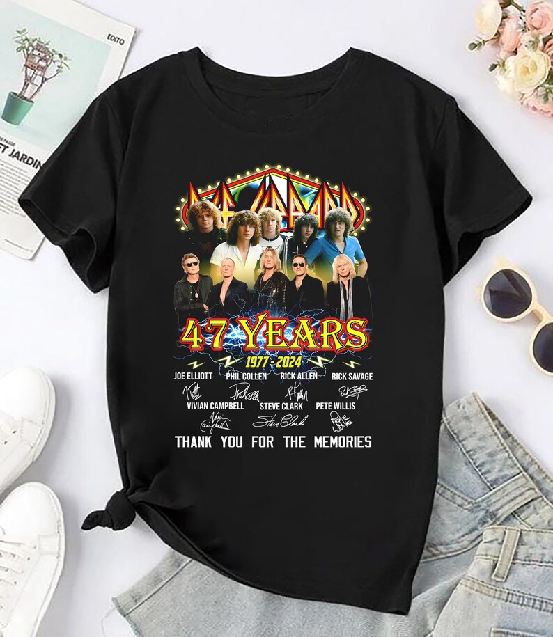 Def Leppard 47 Years Signature Shirt Def Leppard Band Shirt Def Leppard 90S Vintage Shirt